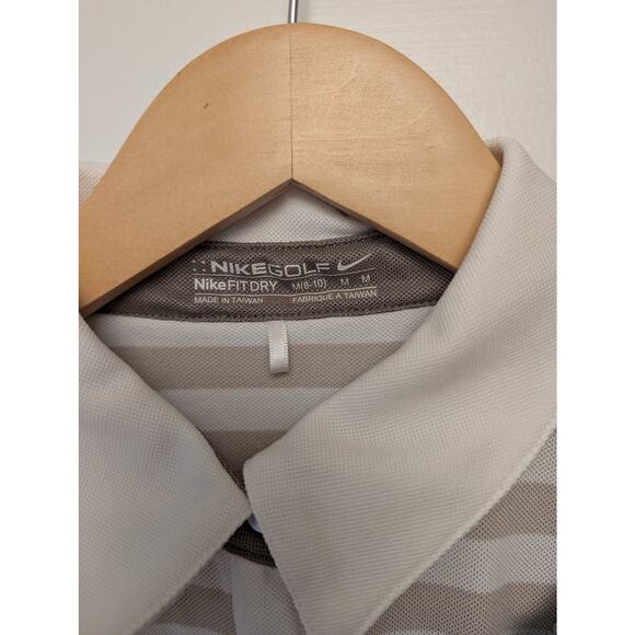 Lot of 3 Nike Women's Golf Polos Tan Gray Striped FitDry Dri-Fit Zonal Cooling - Picture 2 of 10